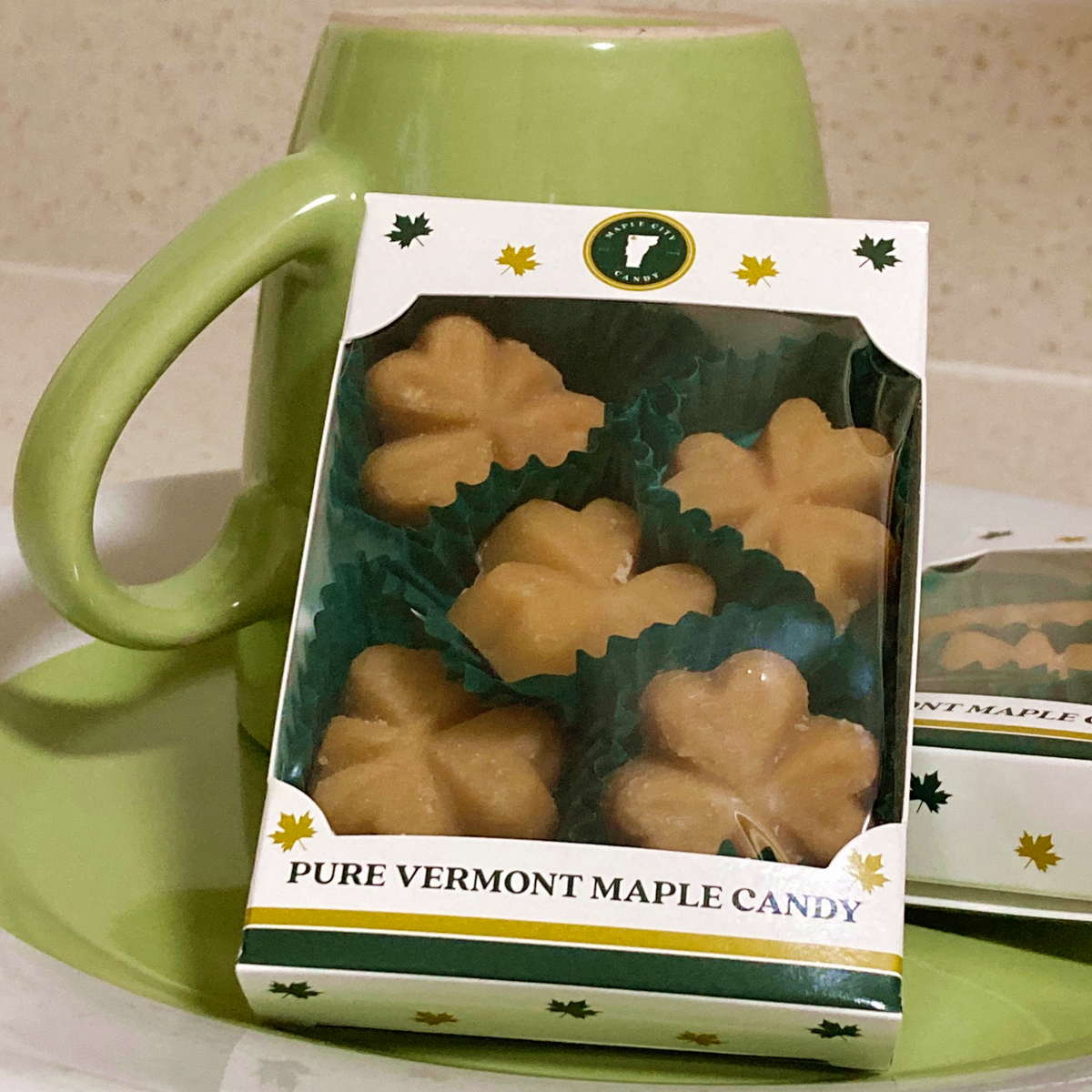 Maple Sugar Candy SHAMROCKS, 5-piece box