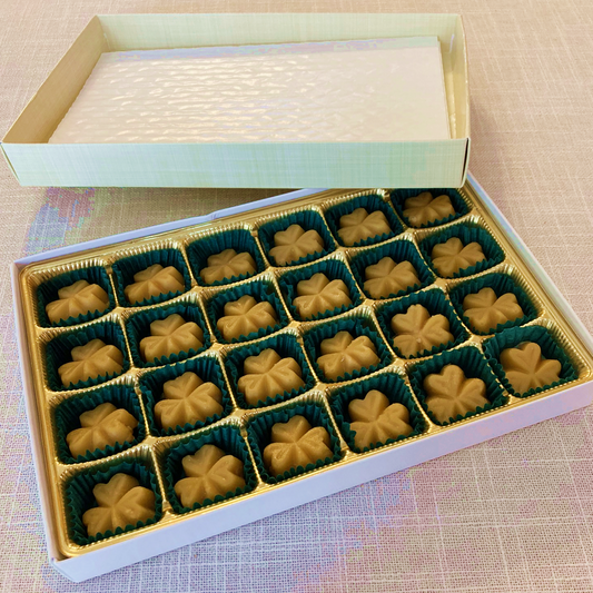GOLD 24-piece Pure Maple Sugar Candy SHAMROCKS Gift Box