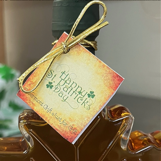 Happy St. Patrick's Day Large Glass Maple Leaf (8.45 oz.) Bottle