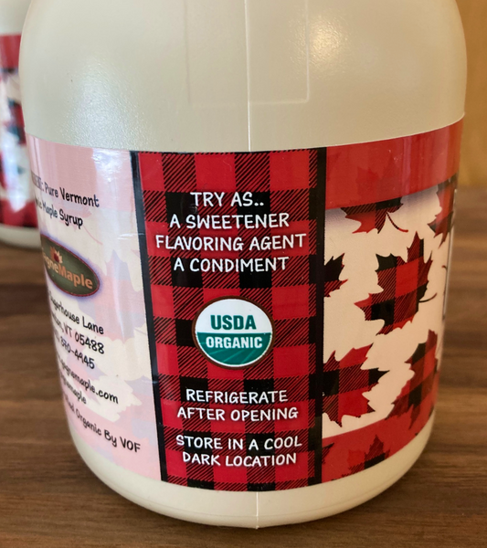 100% Pure ORGANIC Vermont Maple Syrup, Quart Jug (32 oz.)