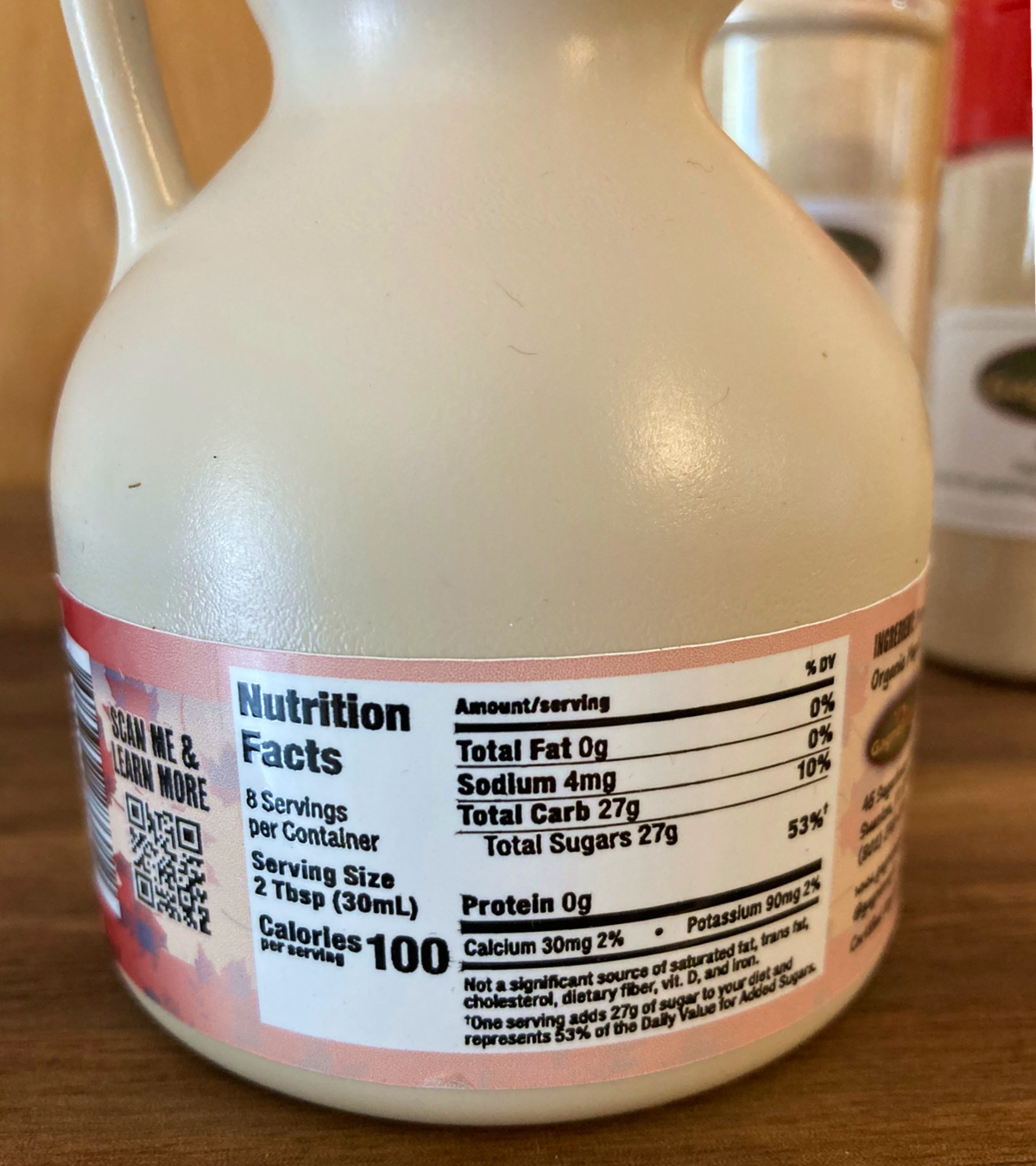 100% Pure ORGANIC Vermont Maple Syrup, 1/2 Pint Jug