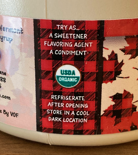 100% Pure ORGANIC Vermont Maple Syrup, 1/2 Pint Jug