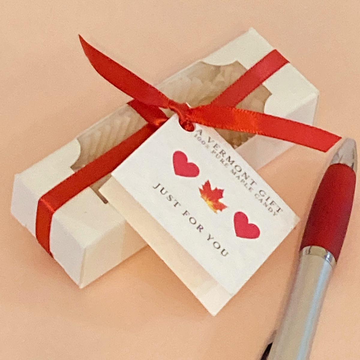 2-pc. Hearts Maple Candy Wedding Favor - TRUE LOVE
