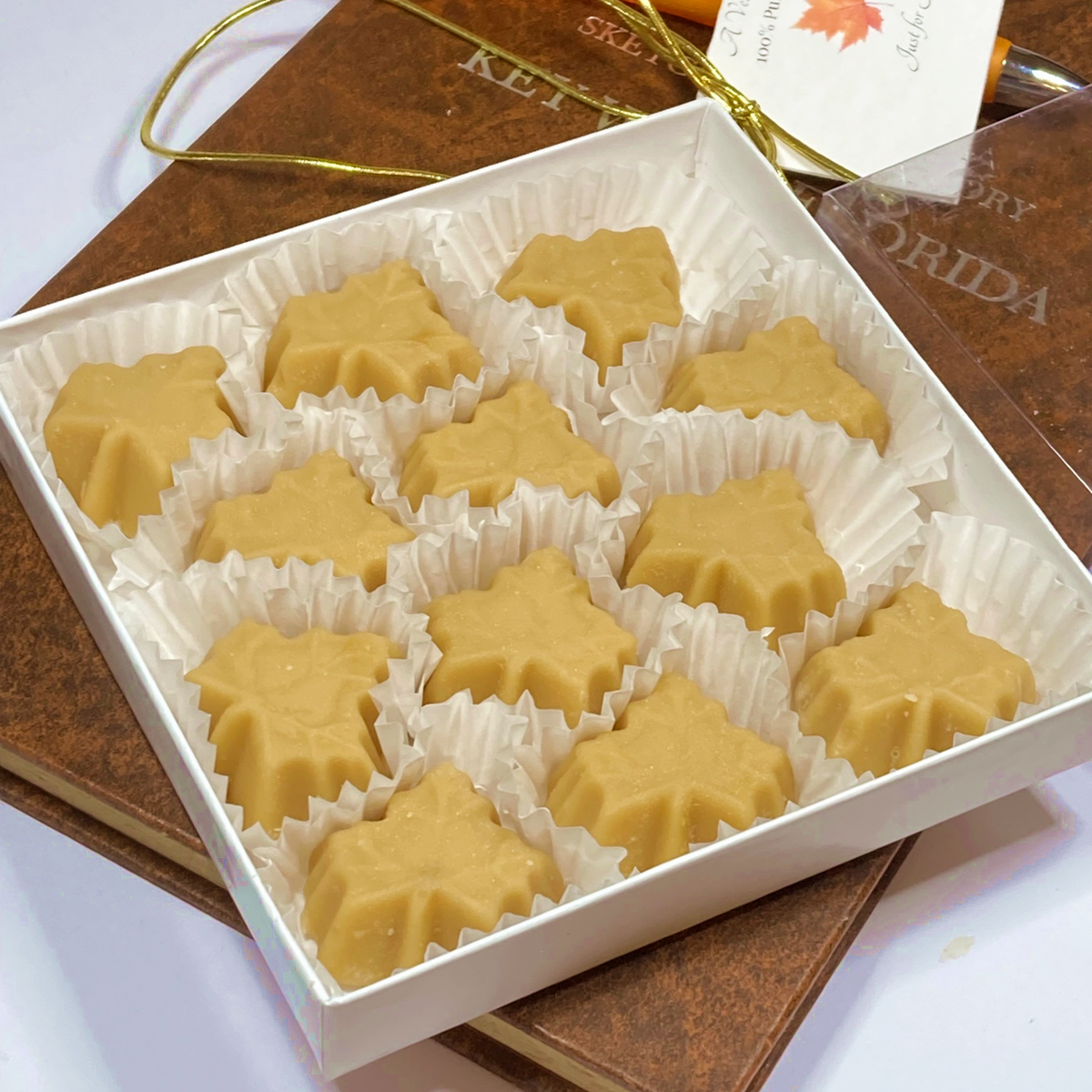 Vermont Maple Sugar Candy LEAFS, 12-piece Gift Box
