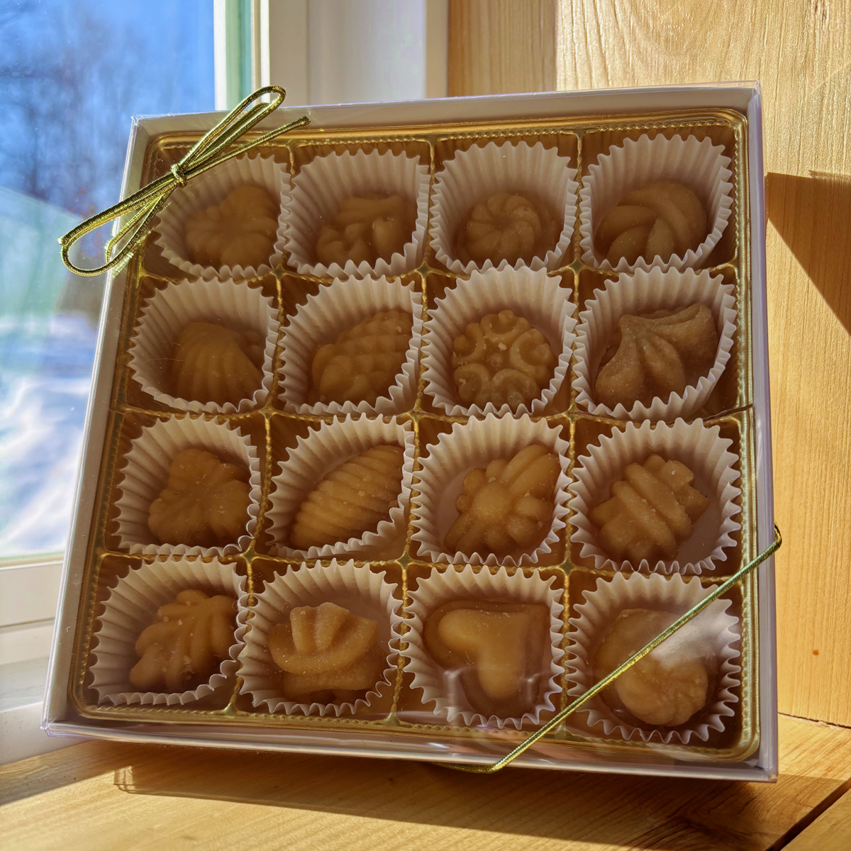 Vermont Maple Sugar Candy ASSORTED SHAPES, 16-piece Gift Box