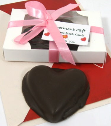 Dark Chocolate Dipped 1.8 oz. Pure Maple Sugar Candy Heart