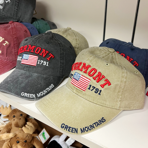 Vermont Ball Cap with American Flag