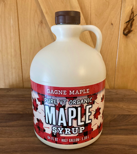 100% Pure ORGANIC Vermont Maple Syrup, 1/2 Gallon Jug (64 oz.)