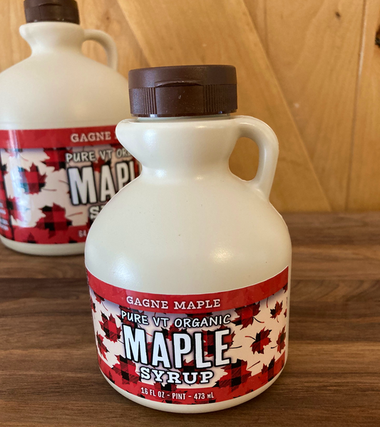 100% Pure ORGANIC Vermont Maple Syrup, Pint Jug (16 oz.)