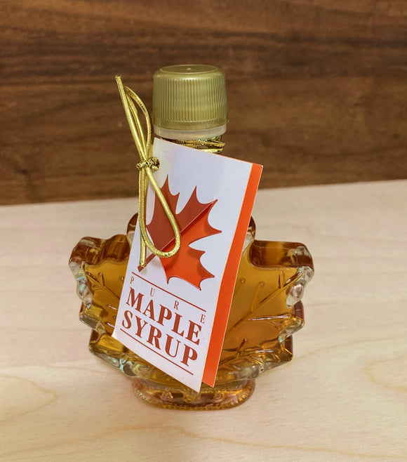 Small Glass Maple Leaf (1.7 oz.) Bottle - Amber Color with Rich Taste