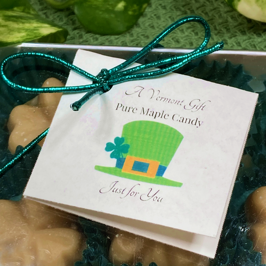 Vermont Maple Sugar Candy SHAMROCKS, 12-piece Gift Box