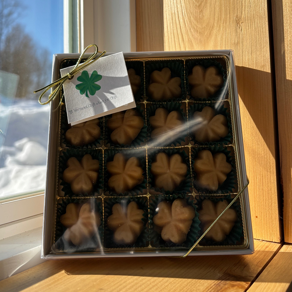 Vermont Maple Sugar Candy SHAMROCKS, 16-piece Gift Box