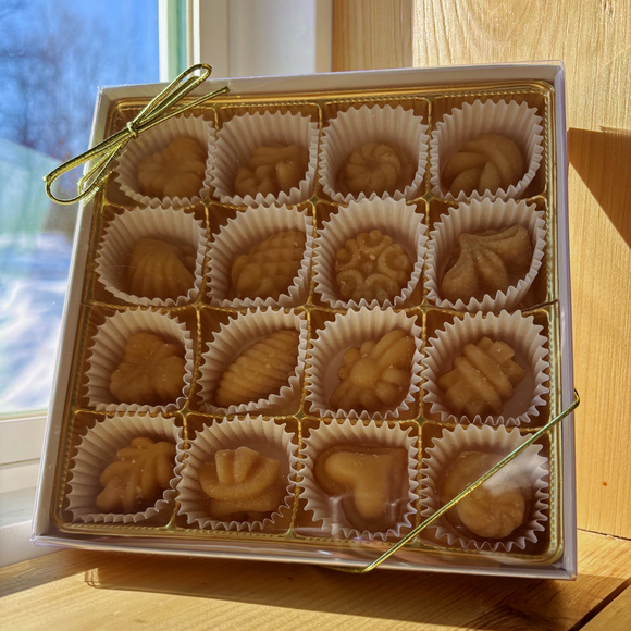 Vermont Maple Sugar Candy ASSORTED SHAPES, 16-piece Gift Box