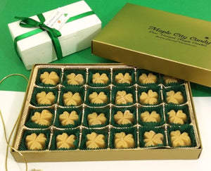 GOLD 24-piece Pure Maple Sugar Candy Shamrocks Gift Box